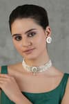 Buy_ChhavI'S Jewels_White Pearls, Diamonds Olinda Floret Kundan Jewellery Set _at_Aza_Fashions
