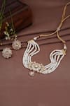 Shop_ChhavI'S Jewels_White Pearls, Diamonds Olinda Floret Kundan Jewellery Set _at_Aza_Fashions