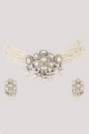Shop_Chhavi's Jewels_White Kundan Danza Cluster Studded Jewellery Set_Online_at_Aza_Fashions