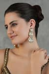 Buy_Chhavi's Jewels_Green Kundan Waterdew Polki Studded Danglers _at_Aza_Fashions