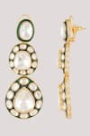 Buy_Chhavi's Jewels_Green Kundan Waterdew Polki Studded Danglers _Online_at_Aza_Fashions