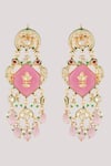 Chhavi's Jewels_Pink Kundan Florid Polki Studded Danglers_Online_at_Aza_Fashions