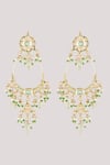 Chhavi's Jewels_Green Kundan And Polki Embellished Chandbali Earrings _Online_at_Aza_Fashions