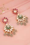 Shop_Chhavi's Jewels_Multi Color Kundan Daisy Floret Earrings _at_Aza_Fashions