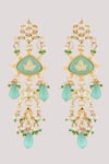 Buy_Chhavi's Jewels_Green Kundan Azure Fleur And Polki Studded Jewellery Set _Online_at_Aza_Fashions