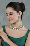 Buy_Chhavi's Jewels_Green Kundan Peacock And Polki Studded Jewellery Set _at_Aza_Fashions