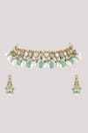 Chhavi's Jewels_Green Kundan Peacock And Polki Studded Jewellery Set _Online_at_Aza_Fashions