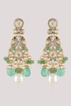 Buy_Chhavi's Jewels_Green Kundan Peacock And Polki Studded Jewellery Set _Online_at_Aza_Fashions