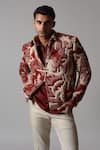Buy_Countrymade_Brown Melange Cotton Hand Quilted Abstract Shadow Camo Bomber Jacket _Online_at_Aza_Fashions