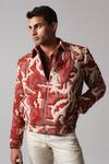 Shop_Countrymade_Brown Melange Cotton Hand Quilted Abstract Shadow Camo Bomber Jacket _Online_at_Aza_Fashions