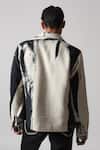 Shop_Countrymade_Grey Double Cloth Cotton Printed Brush Strokes Texture Shadow Jacket _at_Aza_Fashions