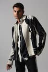 Shop_Countrymade_Grey Double Cloth Cotton Printed Brush Strokes Texture Shadow Jacket _Online_at_Aza_Fashions