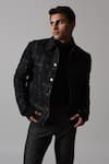 Buy_Countrymade_Black Cotton Checkered Coma Pattern Jacket _Online_at_Aza_Fashions