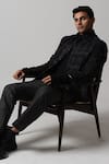 Shop_Countrymade_Black Cotton Checkered Coma Pattern Jacket _Online_at_Aza_Fashions