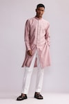 Buy_Countrymade_Pink Chanderi Placement Embroidered Thread Shadow Camo Kurta And Pant Set _at_Aza_Fashions