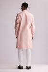 Shop_Countrymade_Pink Chanderi Embroidered Thread Building Blocks Kurta And Pant Set _at_Aza_Fashions