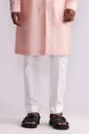 Shop_Countrymade_Pink Chanderi Embroidered Thread Building Blocks Kurta And Pant Set _Online_at_Aza_Fashions