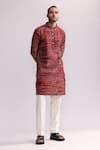 Buy_Countrymade_Red Chanderi Printed Aboriginal Kurta _at_Aza_Fashions