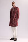 Countrymade_Red Chanderi Printed Aboriginal Kurta _Online_at_Aza_Fashions