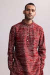 Buy_Countrymade_Red Chanderi Printed Aboriginal Kurta _Online_at_Aza_Fashions