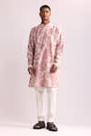 Buy_Countrymade_Pink Chanderi Printed Abstract Shadow Camo Pattern Kurta _at_Aza_Fashions