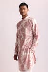 Buy_Countrymade_Pink Chanderi Printed Abstract Shadow Camo Pattern Kurta _Online_at_Aza_Fashions