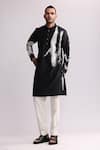 Buy_Countrymade_Black Chanderi Printed Abstract Shadow Kurta _at_Aza_Fashions