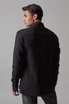 Shop_Countrymade_Black Double Cloth Cotton Crinkle Textured Juxtaposed Shirt _at_Aza_Fashions