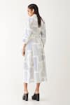 Shop_Son of A Noble Snob_Off White Cotton Satin Printed Broken Stripe Lapel Mara Dress  _at_Aza_Fashions