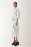 Shop_Son of A Noble Snob_Off White Cotton Satin Printed Broken Stripe Lapel Mara Dress  _Online_at_Aza_Fashions