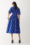 Shop_Son Of A Noble Snob_Blue Cotton Satin Bows Collared Olivia Stripe Print Dress _at_Aza_Fashions