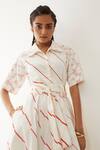 Buy_Son Of A Noble Snob_Off White Cotton Satin Collared Paloma Stripe Print Dress _Online_at_Aza_Fashions