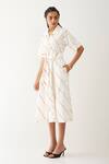 Shop_Son Of A Noble Snob_Off White Cotton Satin Collared Paloma Stripe Print Dress _Online_at_Aza_Fashions