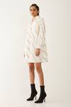 Son Of A Noble Snob_Off White Cotton Satin Collared Ruby Stripe Print Shirt Dress _Online_at_Aza_Fashions