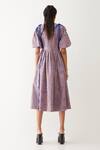 Shop_Son Of A Noble Snob_Purple Cotton Satin Round Neck Sira Geometric Print Dress _at_Aza_Fashions