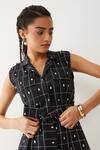 Shop_Son Of A Noble Snob_Black Cotton Satin Buckles Collared Cici Checkered Print Dress _Online_at_Aza_Fashions