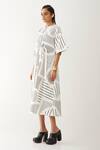 Shop_Son Of A Noble Snob_Off White Cotton Satin Round Neck Devon Reflection Stripe Print Dress _Online_at_Aza_Fashions