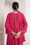 Shop_DEEPIKA CHOPRA_Pink Indian Crepe Hand Embroidered Anti-fit Asymmetric Kurta With Panelled Pant_at_Aza_Fashions