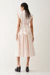 Shop_Son Of A Noble Snob_Off White Cotton Satin Collared Agnes Hopscotch Print Dress _at_Aza_Fashions