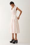 Son Of A Noble Snob_Off White Cotton Satin Collared Agnes Hopscotch Print Dress _Online_at_Aza_Fashions