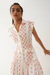 Buy_Son Of A Noble Snob_Off White Cotton Satin Collared Agnes Hopscotch Print Dress _Online_at_Aza_Fashions
