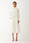 Buy_Son Of A Noble Snob_Off White Cotton Satin Collared Bella Checkered Print Dress _at_Aza_Fashions