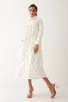 Son Of A Noble Snob_Off White Cotton Satin Collared Bella Checkered Print Dress _Online_at_Aza_Fashions