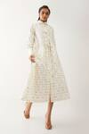 Buy_Son Of A Noble Snob_Off White Cotton Satin Collared Bella Checkered Print Dress _Online_at_Aza_Fashions