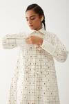Shop_Son Of A Noble Snob_Off White Cotton Satin Collared Bella Checkered Print Dress _Online_at_Aza_Fashions