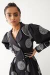 Buy_Son Of A Noble Snob_Black Cotton Satin Collared Blair Printed Dress _Online_at_Aza_Fashions