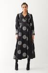 Shop_Son Of A Noble Snob_Black Cotton Satin Collared Blair Printed Dress _Online_at_Aza_Fashions