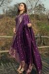 Buy_Safaa_Purple Vegan Silk Woven Floral Notched The Adeena Anarkali Set _Online_at_Aza_Fashions