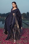 Buy_Safaa_Blue Vegan Silk Woven Floral Banarasi The Amari Kurta Sharara Set _Online_at_Aza_Fashions