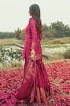 Buy_Safaa_Magenta Vegan Silk Woven Paisley Motifs Round The Azeela Kurta Sharara Set_Online_at_Aza_Fashions